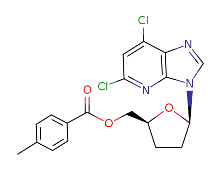 Molecular Structure of 165126-97-6 (5,7-dichloro-3-(2,3-dideoxy-5-O-p-toluoyl-β-D-glycero-pentofuranosyl)-3H-imidazo<4,5-b>pyridine)