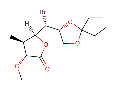Molecular Structure of 207302-96-3 ((3R,4S,5S)-5-{[(1S)-3,3-diethyl-2,4-dioxolanyl]bromomethyl}-3-methoxy-4-methyloxolan-2-one)