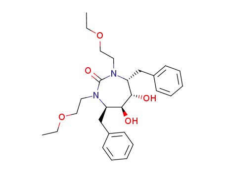 Molecular Structure of 153182-63-9 ((4R,5S,6S,7R)-4,7-dibenzyl-1,3-bis(2-ethoxyethyl)-5,6-dihydroxy-1,3-di azepan-2-one)