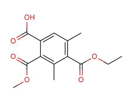 Molecular Structure of 56863-79-7 (3,5-Dimethyl-1,2,4-benzenetricarboxylic acid hydrogen 4-ethyl 2-methyl ester)