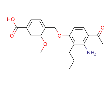 Molecular Structure of 118683-14-0 (4-(4-Acetyl-3-amino-2-propyl-phenoxymethyl)-3-methoxy-benzoic acid)