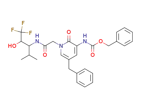Carbamic acid,
[1,2-dihydro-2-oxo-1-[2-oxo-2-[[3,3,3-trifluoro-2-hydroxy-1-(1-methylethyl
)propyl]amino]ethyl]-5-(phenylmethyl)-3-pyridinyl]-, phenylmethyl ester