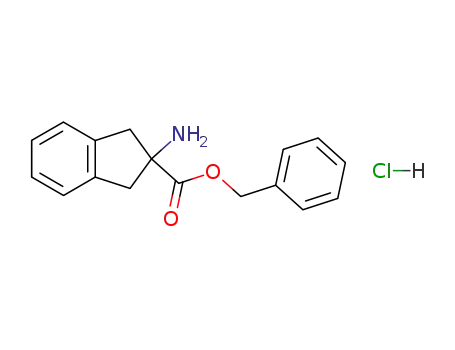 Molecular Structure of 132970-26-4 (1H-Indene-2-carboxylic acid, 2-aMino-2,3-dihydro-, phenylMethyl ester, hydrochloride)