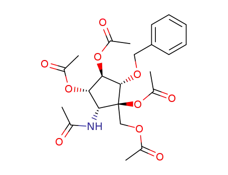 <1R-(1α,2β,3α,4β,5β)>-5-Acetamido-1,3,4-triacetoxy-1-(acetoxymethyl)-2-(benzyloxy)cyclopentane