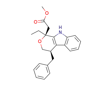 Molecular Structure of 113975-73-8 (cis-1-ethyl-1,3,4,9-tetrahydro-4-(phenylmethyl)pyrano<3,4-b>indole-1-acetic acid methyl ester)