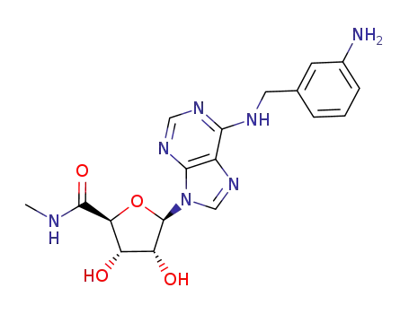 Molecular Structure of 152918-20-2 (N(6)-(4-aminobenzyl)adenosine-5'-N-methyluronamide)
