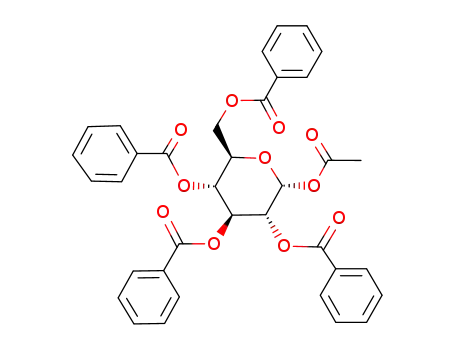 Molecular Structure of 112841-30-2 (1-O-acetyl-2,3,4,6-tetra-O-benzoyl-α-D-glucopyranose)