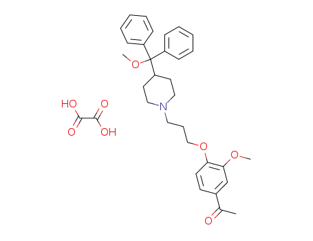 Molecular Structure of 117022-92-1 (1-(3-Methoxy-4-{3-[4-(methoxy-diphenyl-methyl)-piperidin-1-yl]-propoxy}-phenyl)-ethanone; compound with oxalic acid)
