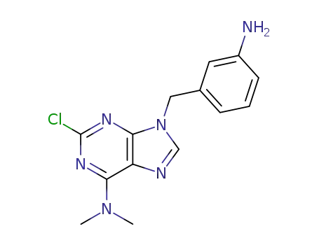 Molecular Structure of 115204-71-2 (9-(3-aminobenzyl)-2-chloro-N,N-dimethyl-9H-purin-6-amine)