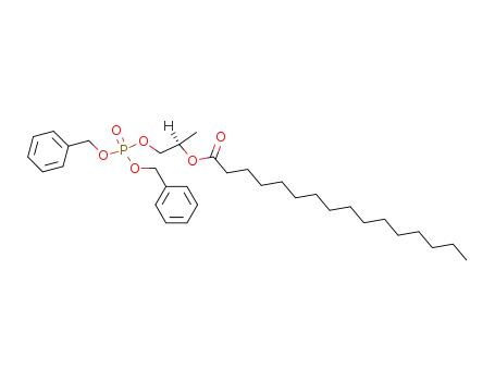 Molecular Structure of 88035-57-8 (Hexadecanoic acid,
2-[[bis(phenylmethoxy)phosphinyl]oxy]-1-methylethyl ester, (R)-)