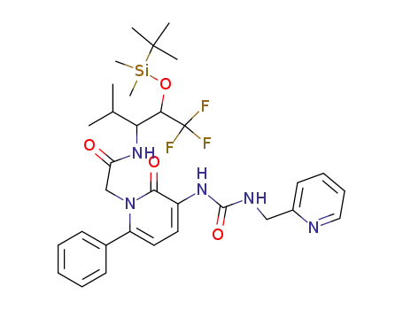 N-[2-(tert-Butyl-dimethyl-silanyloxy)-3,3,3-trifluoro-1-isopropyl-propyl]-2-[2-oxo-6-phenyl-3-(3-pyridin-2-ylmethyl-ureido)-2H-pyridin-1-yl]-acetamide