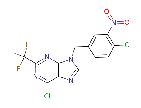 Molecular Structure of 122488-87-3 (6-Chloro-9-(4-chloro-3-nitro-benzyl)-2-trifluoromethyl-9H-purine)