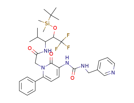 N-[2-(tert-Butyl-dimethyl-silanyloxy)-3,3,3-trifluoro-1-isopropyl-propyl]-2-[2-oxo-6-phenyl-3-(3-pyridin-3-ylmethyl-ureido)-2H-pyridin-1-yl]-acetamide