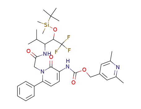 Carbamic acid,
[1-[2-[[2-[[(1,1-dimethylethyl)dimethylsilyl]oxy]-3,3,3-trifluoro-1-(1-methyl
ethyl)propyl]amino]-2-oxoethyl]-1,2-dihydro-2-oxo-6-phenyl-3-pyridinyl]-,
(2,6-dimethyl-4-pyridinyl)methyl ester