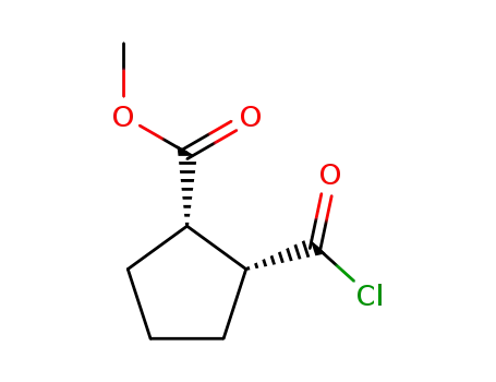 Molecular Structure of 162776-57-0 (Cyclopentanecarboxylic acid, 2-(chlorocarbonyl)-, methyl ester, (1S-cis)- (9CI))