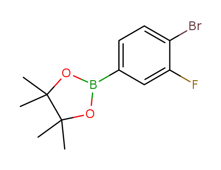Molecular Structure of 1451391-19-7 (2-(4-bromo-3-fluorophenyl)-4,4,5,5-tetramethyl-1,3,2-dioxaborolane)