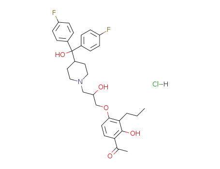 1-<4-<3-<4-<bis(4-fluorophenyl)hydroxymethyl>-1-piperidinyl>-2-hydroxypropoxy>-2-hydroxy-3-propylphenyl>ethanone hydrochloride