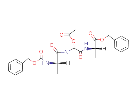 Molecular Structure of 89626-22-2 (L-Alanine,
N-[2-(acetyloxy)-N-[N-[(phenylmethoxy)carbonyl]-L-alanyl]glycyl]-,
phenylmethyl ester)