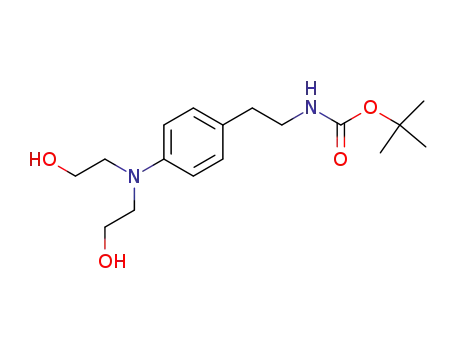Molecular Structure of 144226-17-5 (Carbamic acid, [2-[4-[bis(2-hydroxyethyl)amino]phenyl]ethyl]-,
1,1-dimethylethyl ester)