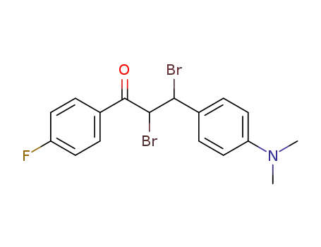 Molecular Structure of 144442-97-7 (1-Propanone,
2,3-dibromo-3-[4-(dimethylamino)phenyl]-1-(4-fluorophenyl)-)