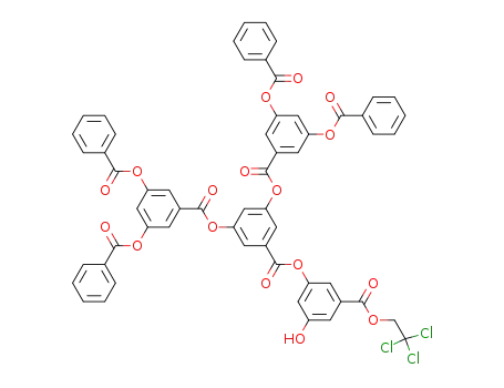 Molecular Structure of 143330-94-3 (Benzoic acid, 3,5-bis[[3,5-bis(benzoyloxy)benzoyl]oxy]-,
3-hydroxy-5-[(2,2,2-trichloroethoxy)carbonyl]phenyl ester)