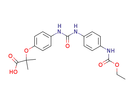 Molecular Structure of 121809-90-3 (Propanoic acid,
2-[4-[[[[4-[(ethoxycarbonyl)amino]phenyl]amino]carbonyl]amino]phenoxy]
-2-methyl-)