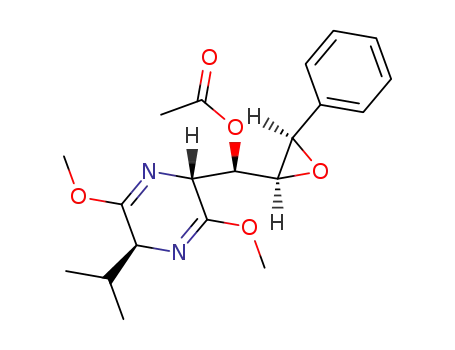 Molecular Structure of 120190-36-5 ((2R,5S,1'R,2'S,3'R)-2-(1'-acetoxy-2'3'-epoxy-3'-phenyl-prop-1'-yl)-2,5-dihydro-5-isopropyl-3,6-dimethoxy-pyrazine)