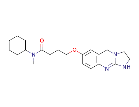 Molecular Structure of 105695-48-5 (Butanamide,
N-cyclohexyl-N-methyl-4-[(1,2,3,5-tetrahydroimidazo[2,1-b]quinazolin-7-
yl)oxy]-)