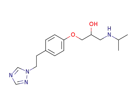 Molecular Structure of 88670-84-2 (2-Propanol,
1-[(1-methylethyl)amino]-3-[4-[2-(1H-1,2,4-triazol-1-yl)ethyl]phenoxy]-)