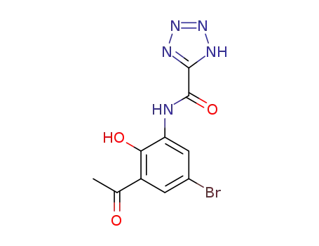 Molecular Structure of 70977-47-8 (1<i>H</i>-tetrazole-5-carboxylic acid 3-acetyl-5-bromo-2-hydroxy-anilide)