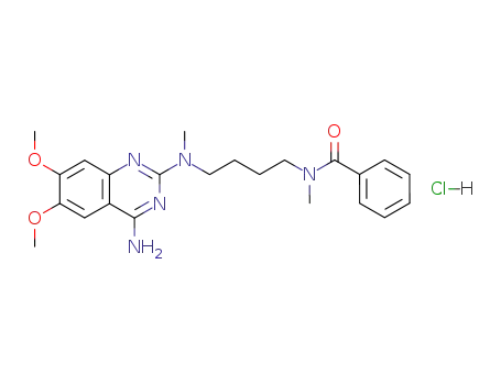 Molecular Structure of 65189-54-0 (Benzamide,
N-[4-[(4-amino-6,7-dimethoxy-2-quinazolinyl)methylamino]butyl]-N-meth
yl-, monohydrochloride)