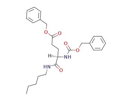 Molecular Structure of 137795-66-5 (Pentanoic acid,
5-oxo-5-(pentylamino)-4-[[(phenylmethoxy)carbonyl]amino]-,
phenylmethyl ester, (R)-)