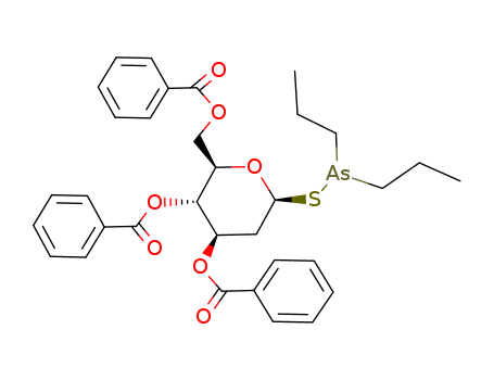 b-D-arabino-Hexopyranose, 2-deoxy-1-thio-,3,4,6-tribenzoate 1-(dipropylarsinite) (9CI) cas  75744-93-3