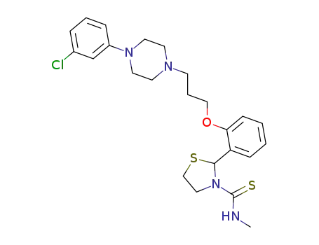 Molecular Structure of 103074-36-8 (2-(2-(3-(4-(3-chlorophenyl)piperazino)propoxy)phenyl)-N-methylthiazolidine-3-thiocarboxamide)