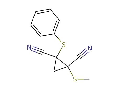 Molecular Structure of 81794-90-3 (1,2-Cyclopropanedicarbonitrile, 1-(methylthio)-2-(phenylthio)-, cis-)