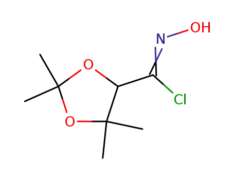 Molecular Structure of 90137-24-9 (1,3-Dioxolane-4-carboximidoyl chloride, N-hydroxy-2,2,5,5-tetramethyl-)