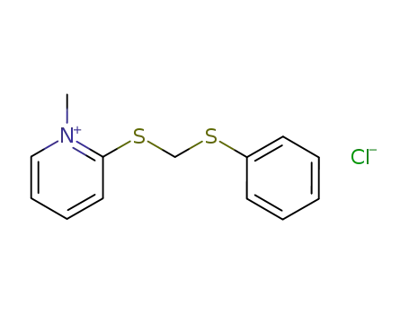 Molecular Structure of 83958-64-9 (Pyridinium, 1-methyl-2-[[(phenylthio)methyl]thio]-, chloride)