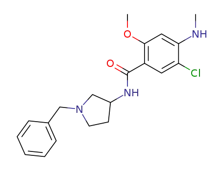Molecular Structure of 73328-60-6 (N-(1-benzylpyrrolidin-3-yl)-5-chloro-2-methoxy-4-(methylamino)benzamide)