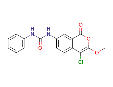 Molecular Structure of 126062-30-4 (Urea, N-(4-chloro-3-methoxy-1-oxo-1H-2-benzopyran-7-yl)-N'-phenyl-)