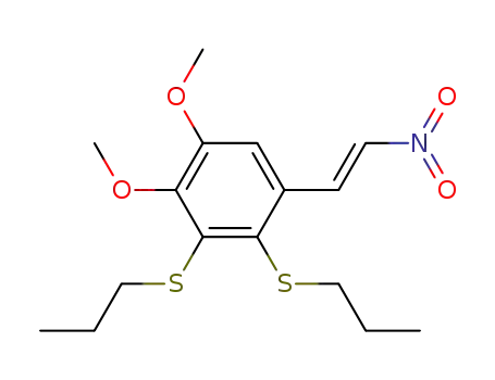 1,2-Dimethoxy-5-((E)-2-nitro-vinyl)-3,4-bis-propylsulfanyl-benzene