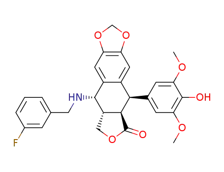 Furo[3',4':6,7]naphtho[2,3-d]-1,3-dioxol-6(5aH)-one,9-[[(3-fluorophenyl)methyl]amino]-5,8,8a,9-tetrahydro-5-(4-hydroxy-3,5-dimethoxyphenyl)-,(5R,5aR,8aS,9S)-