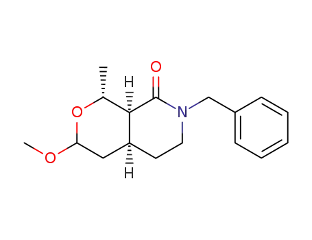 (1R*,3,4aS*,8aR*)-7-benzyl-3,4,4a,5,6,8a-hexahydro-3-methoxy-1-methyl-1H-pyrano<3,4-c>pyridin-8-(7H)-one