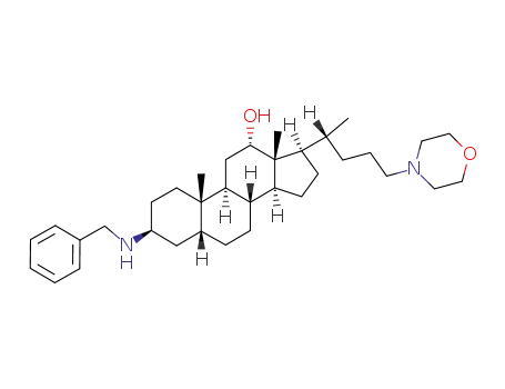 Molecular Structure of 128625-25-2 (N-<(3β,5β,12α)-3-benzylamino-12-hydroxy-cholan-24-yl>-morpholine)