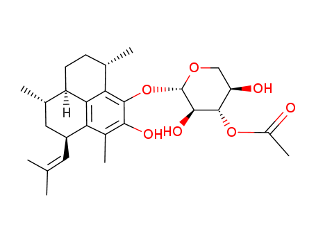 Molecular Structure of 104881-78-9 (b-D-Xylopyranoside,(3S,7R,9S,9aR)-2,3,7,8,9,9a-hexahydro-5-hydroxy-3,6,9-trimethyl-7-(2-methyl-1-propen-1-yl)-1H-phenalen-4-yl,3-acetate)