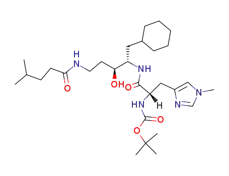 Boc-(τ-N-methyl)His amide of (3S,4S)-1-<<(3-methylbutyl)carbonyl>amino>-3-hydroxy-4-amino-5-cyclohexylpentane