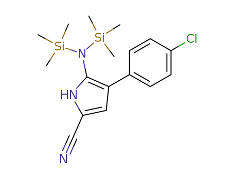 Molecular Structure of 107906-34-3 (5-<bis(trimethylsilyl)amino>-4-(4-chlorophenyl)-1H-pyrrole-2-carbonitrile)