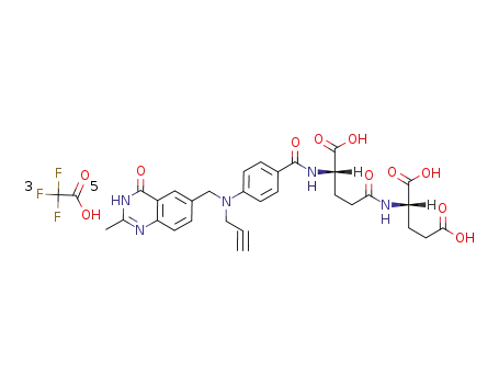 (S)-2-((S)-4-Carboxy-4-{4-[(2-methyl-4-oxo-3,4-dihydro-quinazolin-6-ylmethyl)-prop-2-ynyl-amino]-benzoylamino}-butyrylamino)-pentanedioic acid; compound with trifluoro-acetic acid