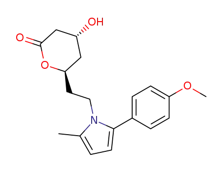 Molecular Structure of 104568-78-7 ((4R,6R)-4-Hydroxy-6-{2-[2-(4-methoxy-phenyl)-5-methyl-pyrrol-1-yl]-ethyl}-tetrahydro-pyran-2-one)