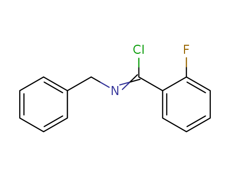 Molecular Structure of 114081-69-5 (Benzenecarboximidoyl chloride, 2-fluoro-N-(phenylmethyl)-)