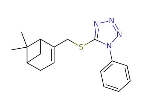 Molecular Structure of 119793-77-0 (5-(6,6-Dimethyl-bicyclo[3.1.1]hept-2-en-2-ylmethylsulfanyl)-1-phenyl-1H-tetrazole)